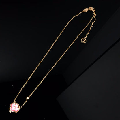 [NOBLE AURA]COLOR BLOSSOM PINK MOP SUN GOLD NECKLACE