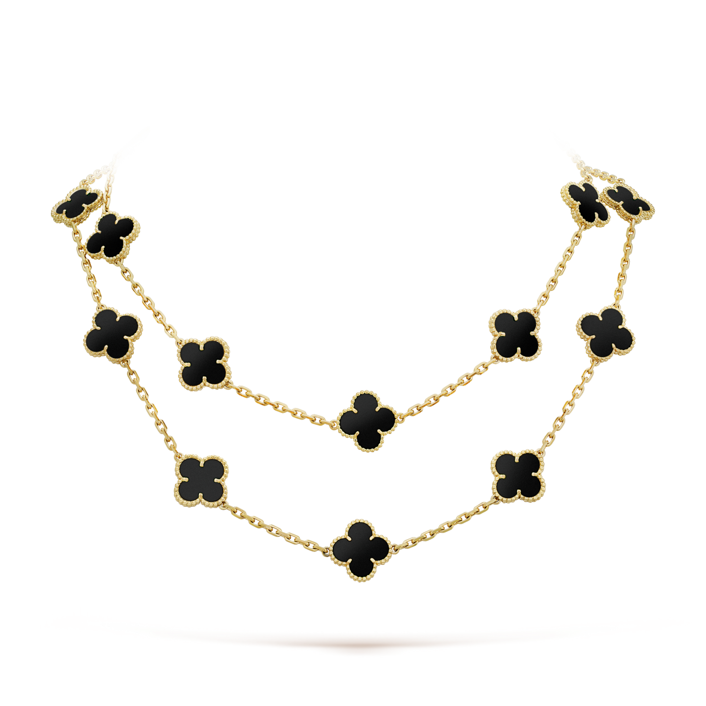 [NOBLE AURA]CLOVER 20 MOTIFS ONYX NECKLACE
