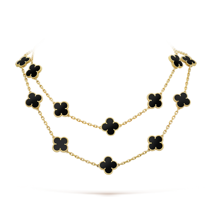 [NOBLE AURA]CLOVER 20 MOTIFS ONYX NECKLACE