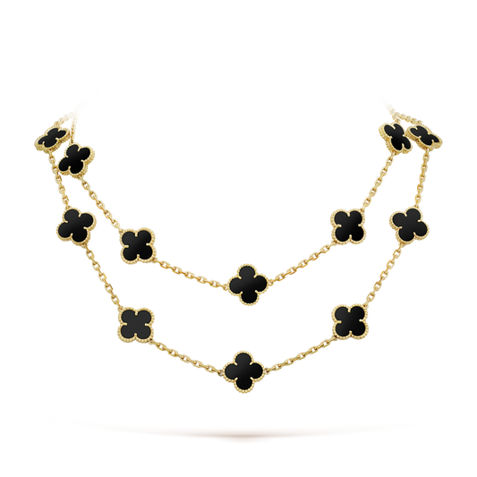 [NOBLE AURA]CLOVER 20 MOTIFS ONYX NECKLACE