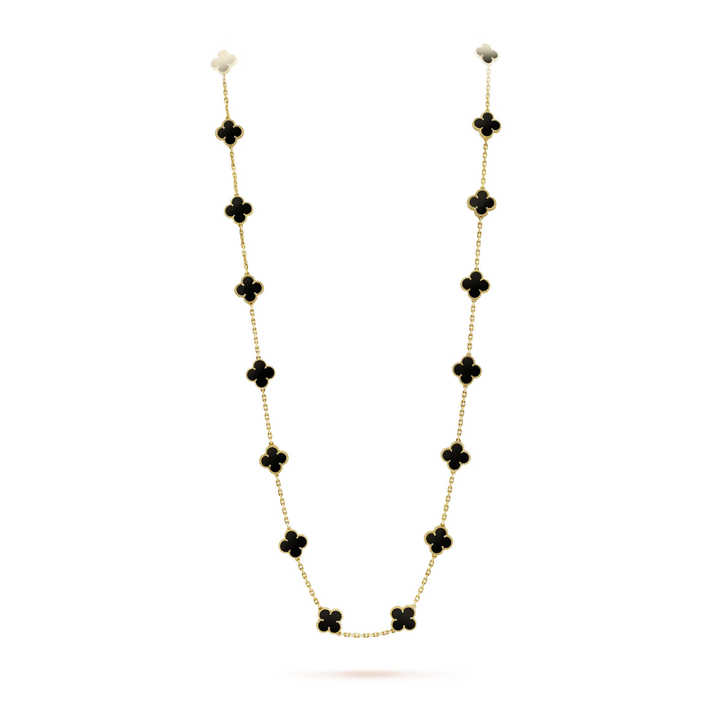 [NOBLE AURA]CLOVER 20 MOTIFS ONYX NECKLACE