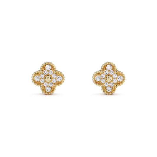 [NOBLE AURA]CLOVER MEDIUM 1 MOTIFS FUll DIAMOND EARRINGS