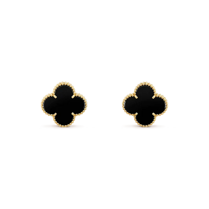 [NOBLE AURA]CLOVER MEDIUM 1 MOTIFS  ONYX STUD EARRINGS