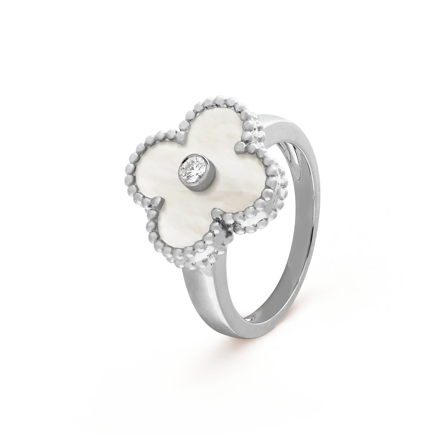 [NOBLE AURA]CLOVER SILVER MOP DIAMOND RING