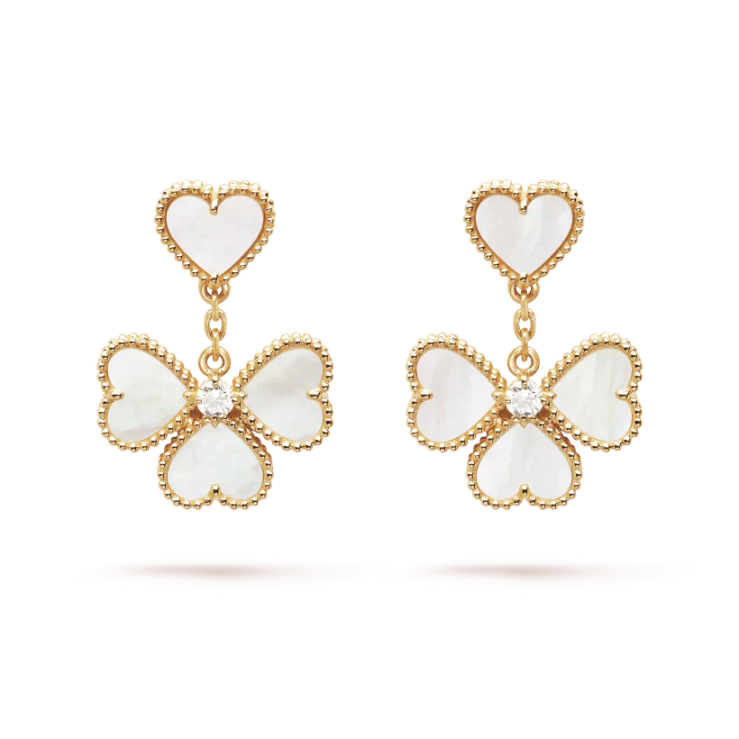 [NOBLE AURA]CLOVER SWEET WHITE MOP EARRINGS