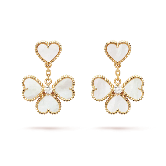 [NOBLE AURA]CLOVER SWEET WHITE MOP EARRINGS