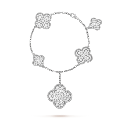 [NOBLE AURA]CLOVER 6 MOTIFS SILVER DIAMOND BRACELET