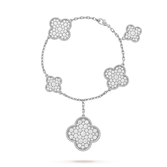 [NOBLE AURA]CLOVER 6 MOTIFS SILVER DIAMOND BRACELET