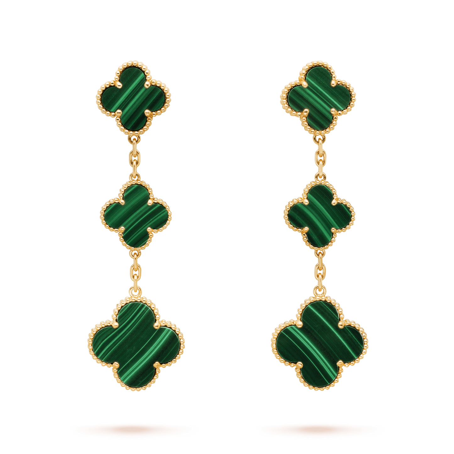 [NOBLE AURA]CLOVER MALACHITE 3 MOTIFS GOLD