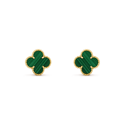 [NOBLE AURA]CLOVER MEDIUM 1 MOTIFS MALACHITE  EARRINGS
