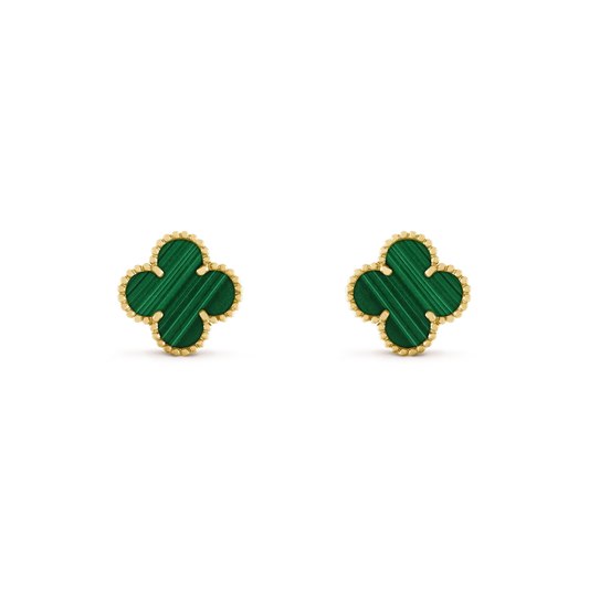 [NOBLE AURA]CLOVER MEDIUM 1 MOTIFS MALACHITE  EARRINGS