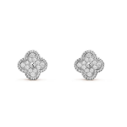 [NOBLE AURA]CLOVER MINI DIAMOND STUD EARRINGS