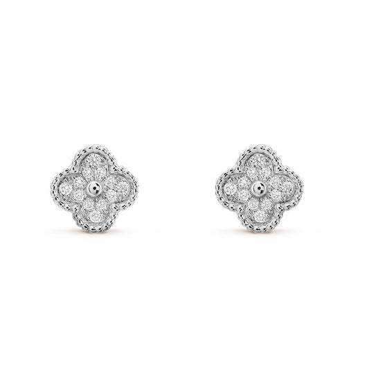[NOBLE AURA]CLOVER MINI DIAMOND STUD EARRINGS