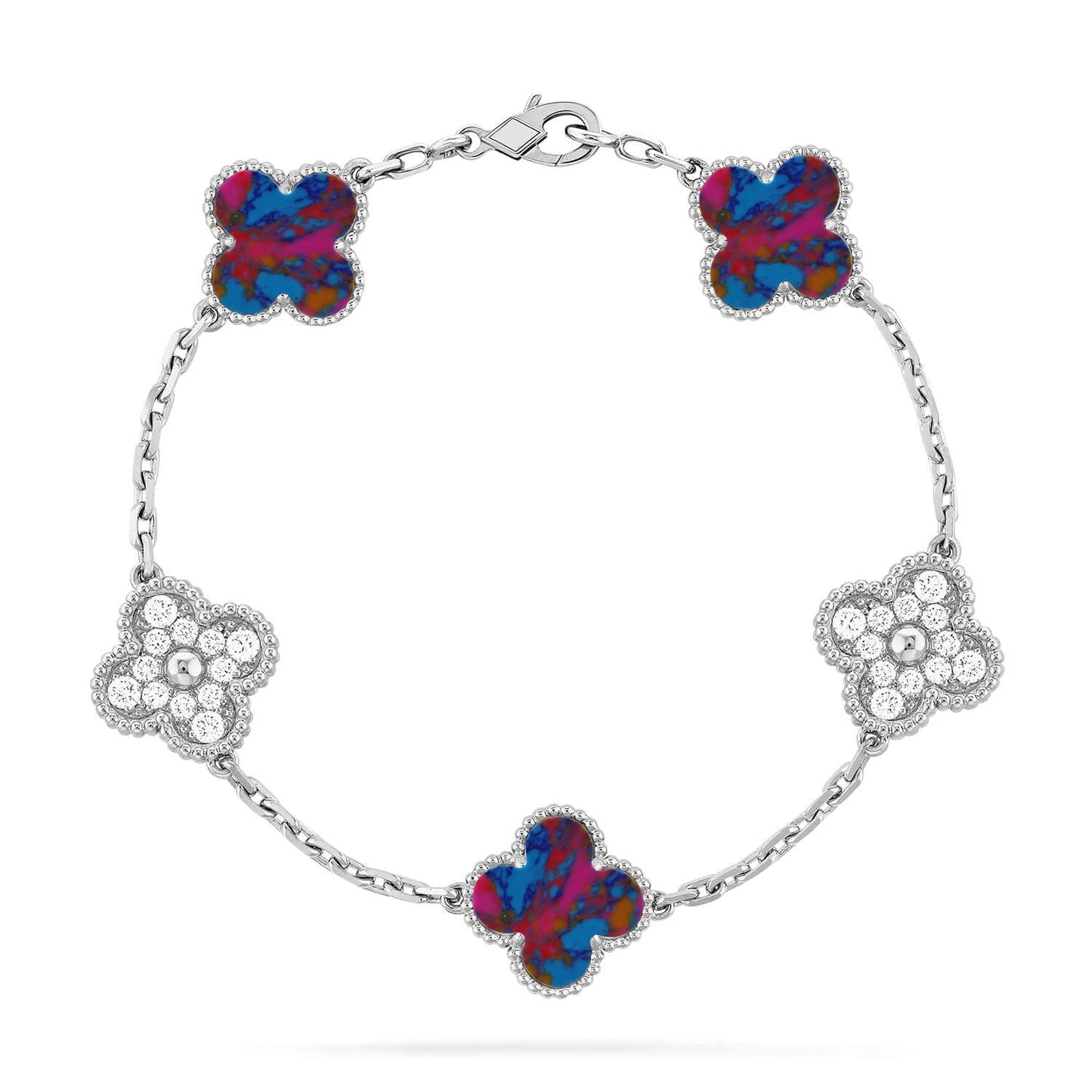[NOBLE AURA]CLOVER 5 MOTIF COLOR GEMSTONES BRACELET COLLECTION
