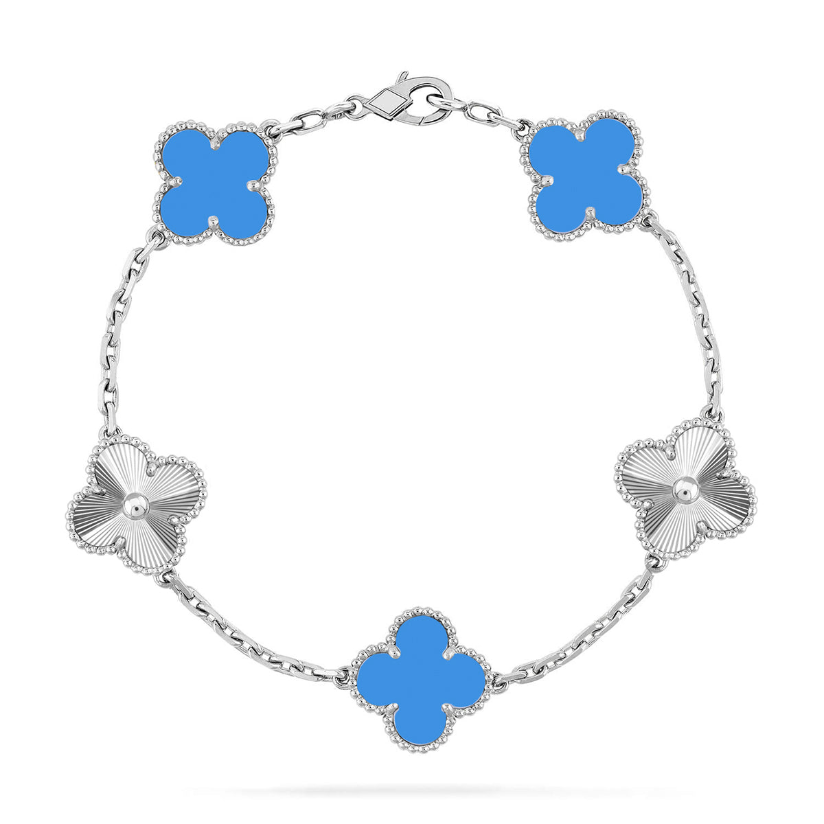 [NOBLE AURA] CLOVER 5 MOTIF BLUE AGATE BRACELET COLLECTION