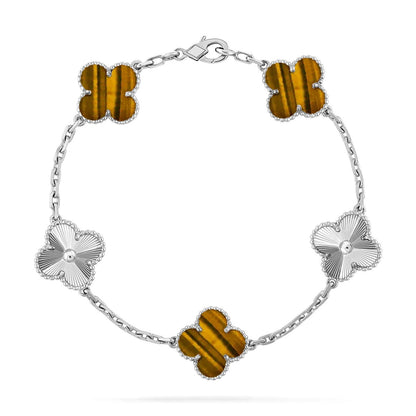 [NOBLE AURA] CLOVER 5 MOTIFS TIGER EYE BRACELET COLLECTION