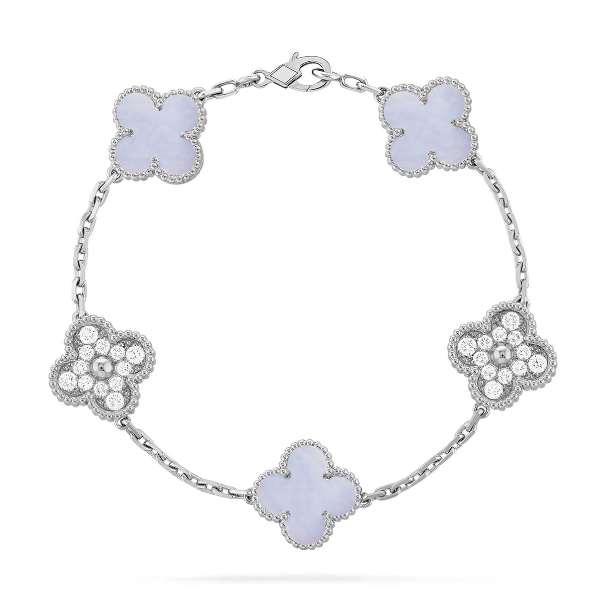 [NOBLE AURA] CLOVER 5 MOTIF PURPLE CHALCEDONY BRACELET COLLECTION