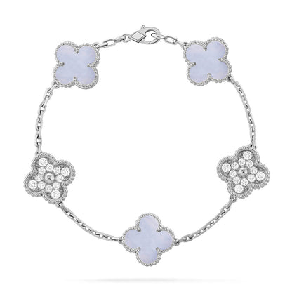 [NOBLE AURA] CLOVER 5 MOTIF PURPLE CHALCEDONY BRACELET COLLECTION