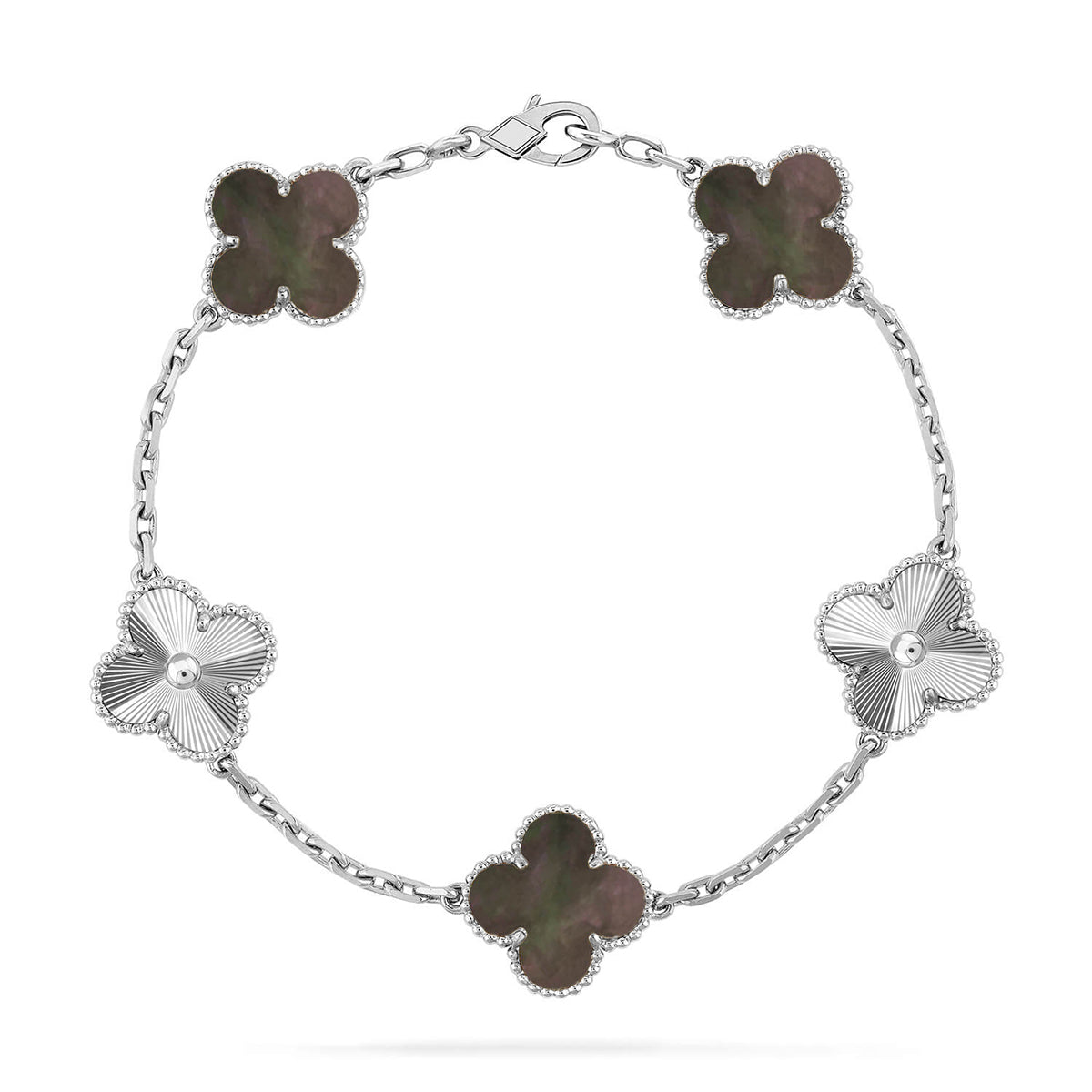 [NOBLE AURA] CLOVER 5 MOTIF GRAY MOP BRACELET COLLECTION