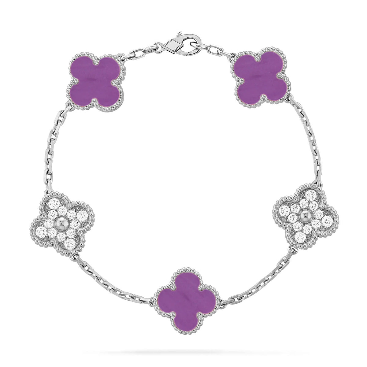 [NOBLE AURA] CLOVER 5 MOTIF VIOLET BRACELET COLLECTION