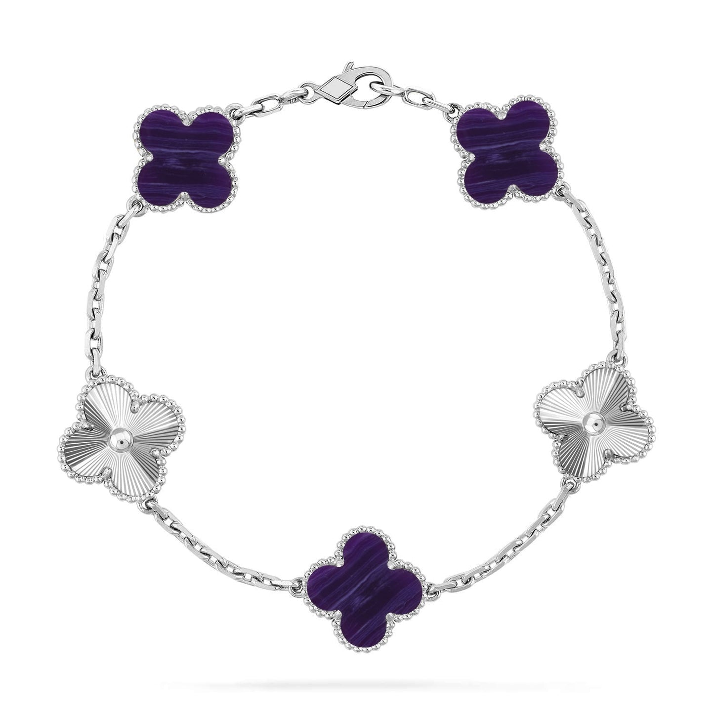 [NOBLE AURA]CLOVER 5 MOTIF PURPLE STRIPES BRACELET COLLECTION