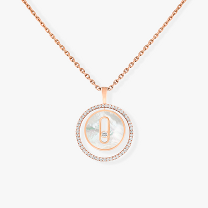 [NOBLE AURA]LUCKY MOVE 1 DIAMOND WHITE MOTHER OF PEARL PINK GOLD DIAMOND NECKLACE