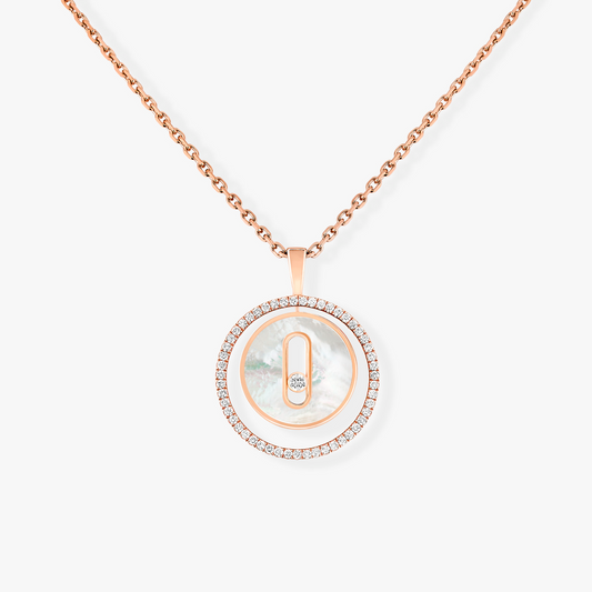 [NOBLE AURA]LUCKY MOVE 1 DIAMOND WHITE MOTHER OF PEARL PINK GOLD DIAMOND NECKLACE