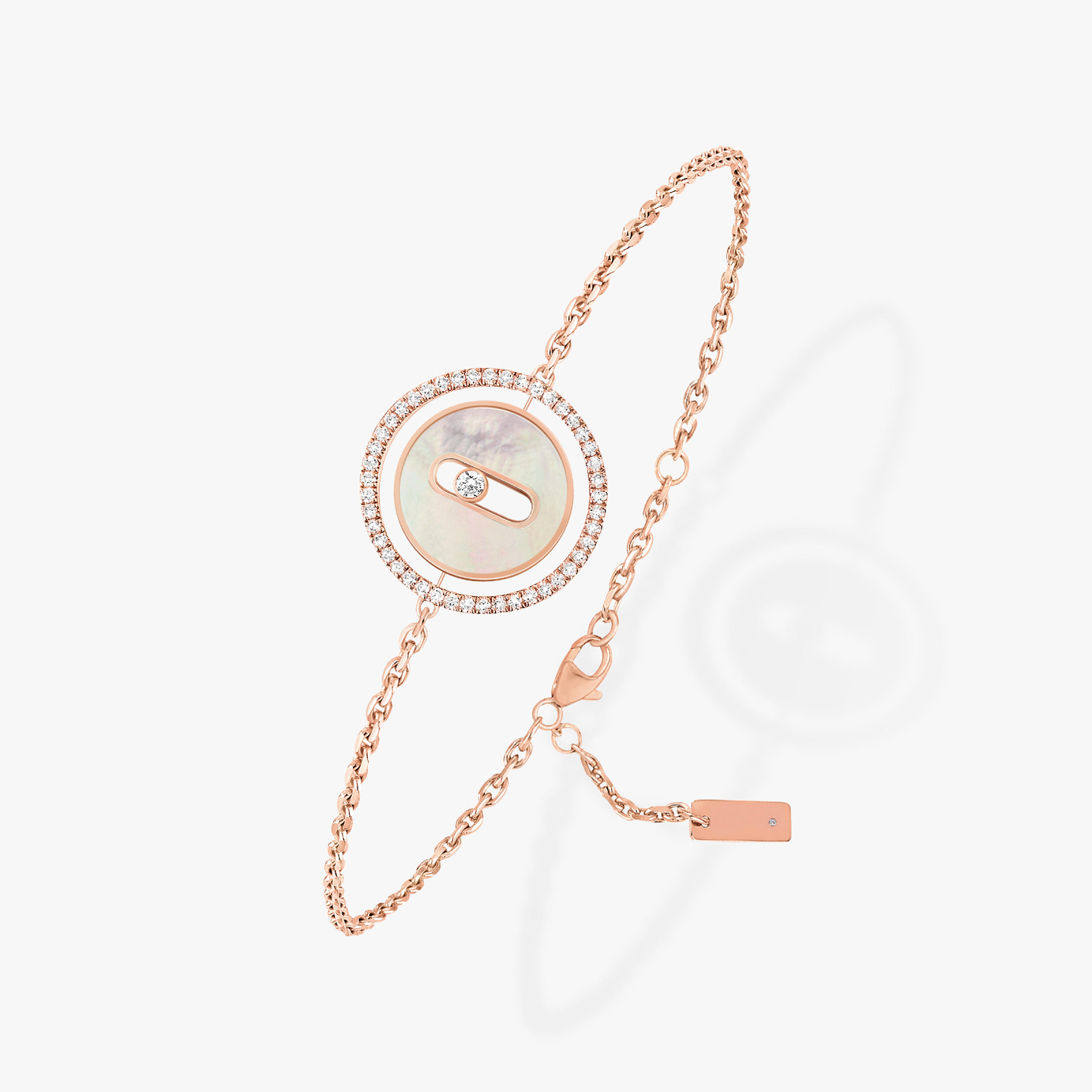 [NOBLE AURA]LUCKY MOVE WHITE MOTHER OF PEARL PINK GOLD DIAMOND BRACELET