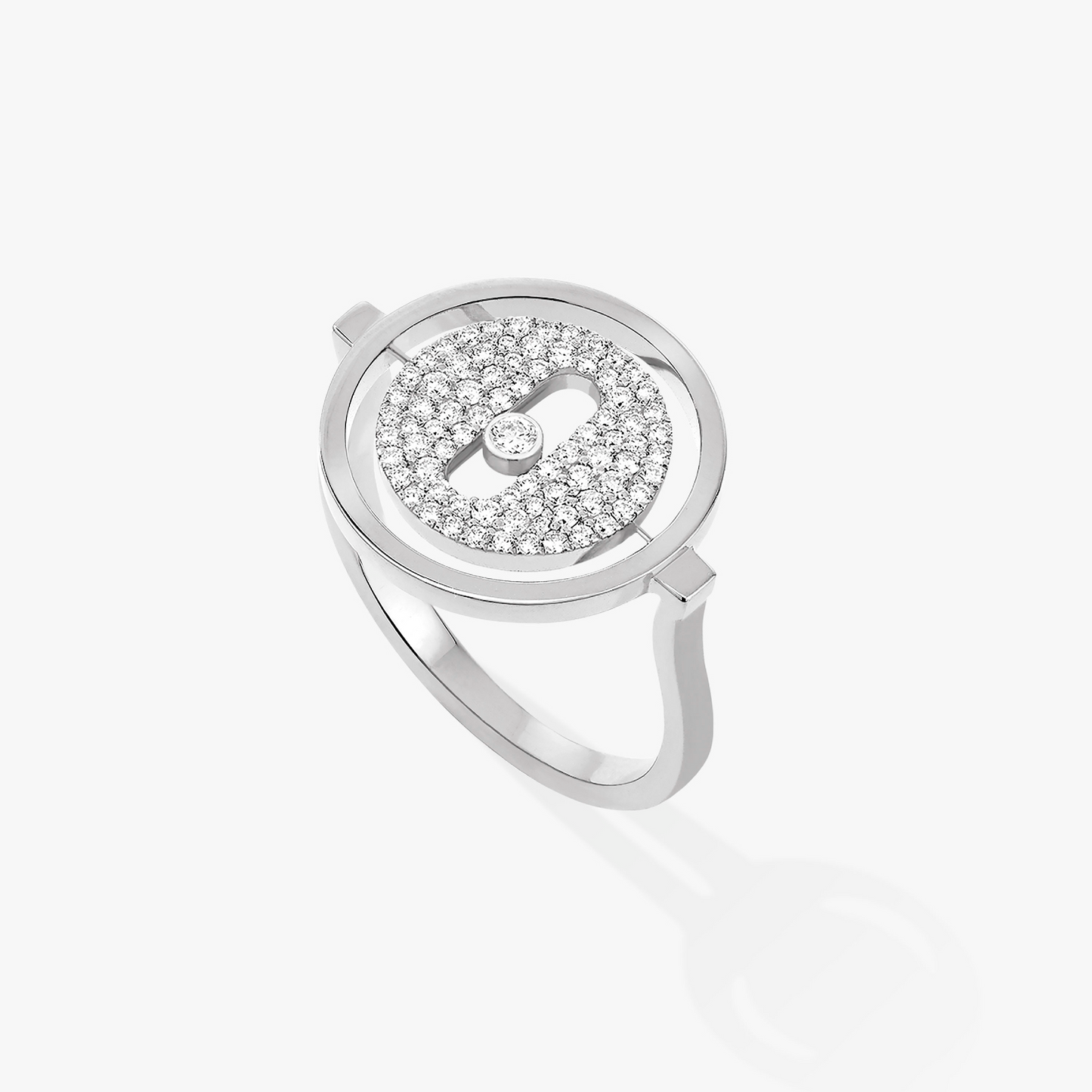 [NOBLE AURA]LUCKY MOVE PAVED SILVER DIAMOND RING