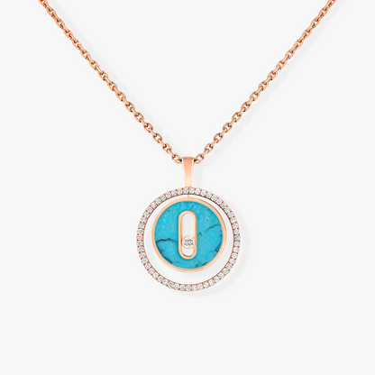 [NOBLE AURA]LUCKY MOVE 1 DIAMOND TURQUOISE PINK GOLD DIAMOND NECKLACE