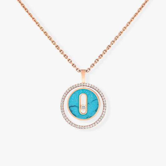 [NOBLE AURA]LUCKY MOVE 1 DIAMOND TURQUOISE PINK GOLD DIAMOND NECKLACE