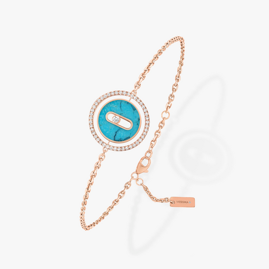 [NOBLE AURA]LUCKY MOVE TURQUOISE PINK GOLD DIAMOND BRACELET