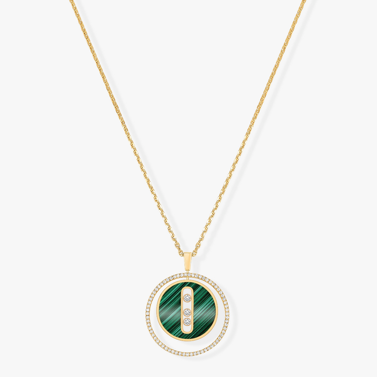 [NOBLE AURA]LUCKY MOVE 3 DIAMOND MALACHITE GOLD DIAMOND NECKLACE