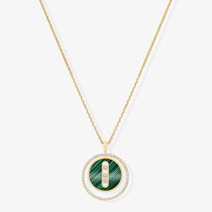 [NOBLE AURA]LUCKY MOVE 3 DIAMOND MALACHITE GOLD DIAMOND NECKLACE
