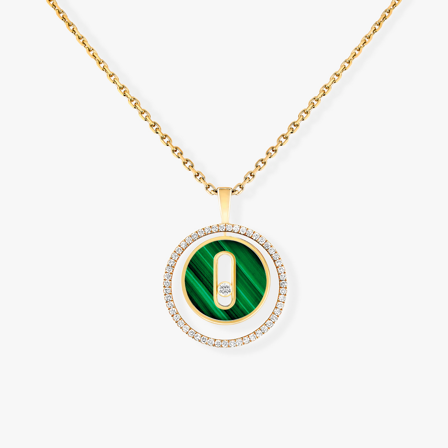 [NOBLE AURA]LUCKY MOVE 1 DIAMOND MALACHITE GOLD DIAMOND NECKLACE