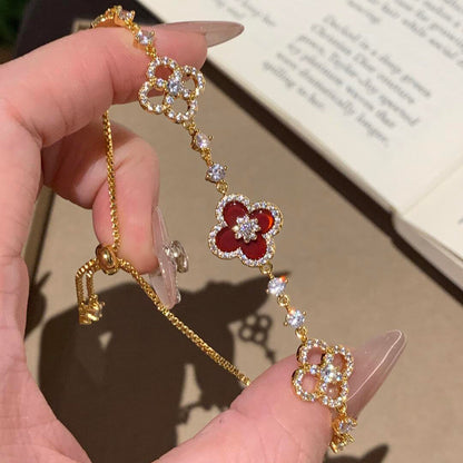 [NOBLE AURA]CLOVER 5 MOTIF PINK BLUE RED WHITE BRACELET