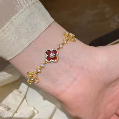 [NOBLE AURA]CLOVER 5 MOTIF PINK BLUE RED WHITE BRACELET