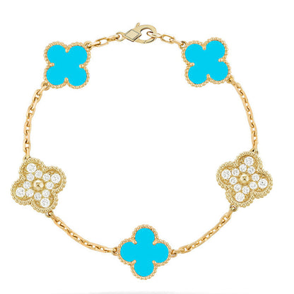 [NOBLE AURA] CLOVER 5 MOTIF TURQUOISE BRACELET COLLECTION