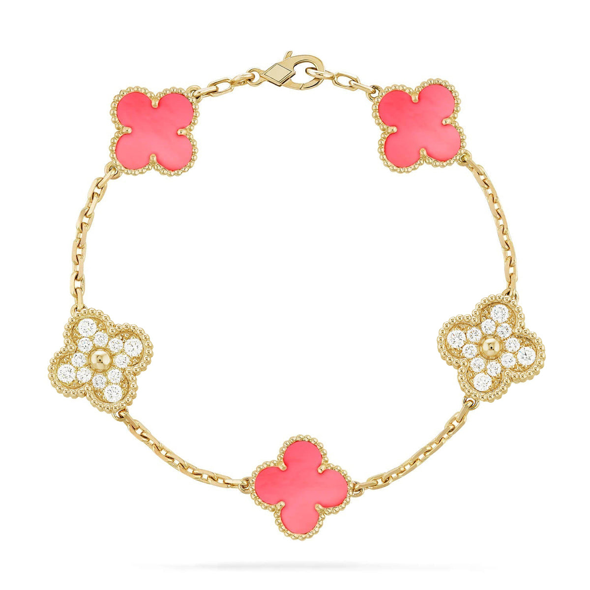 [NOBLE AURA] CLOVER 5 MOTIFS  PINK MOP BRACELET COLLECTION