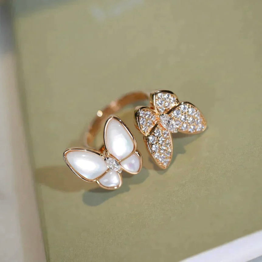 [NOBLE AURA]TWIN BUTTERFLY DIAMOND MOP RING