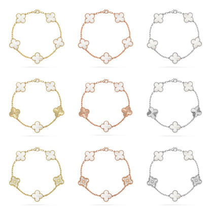 [NOBLE AURA]CLOVER WHITE PEARL MOP 5 MOTIF BRACELET COLLECTION