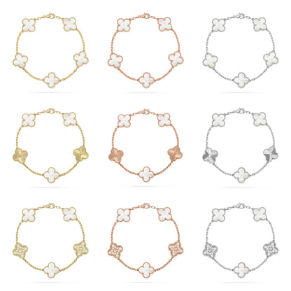 [NOBLE AURA]CLOVER WHITE PEARL MOP 5 MOTIF BRACELET COLLECTION