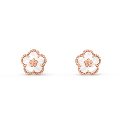 [NOBLE AURA]LUCKY PINK GOLD WHITE MOP EARRINGS