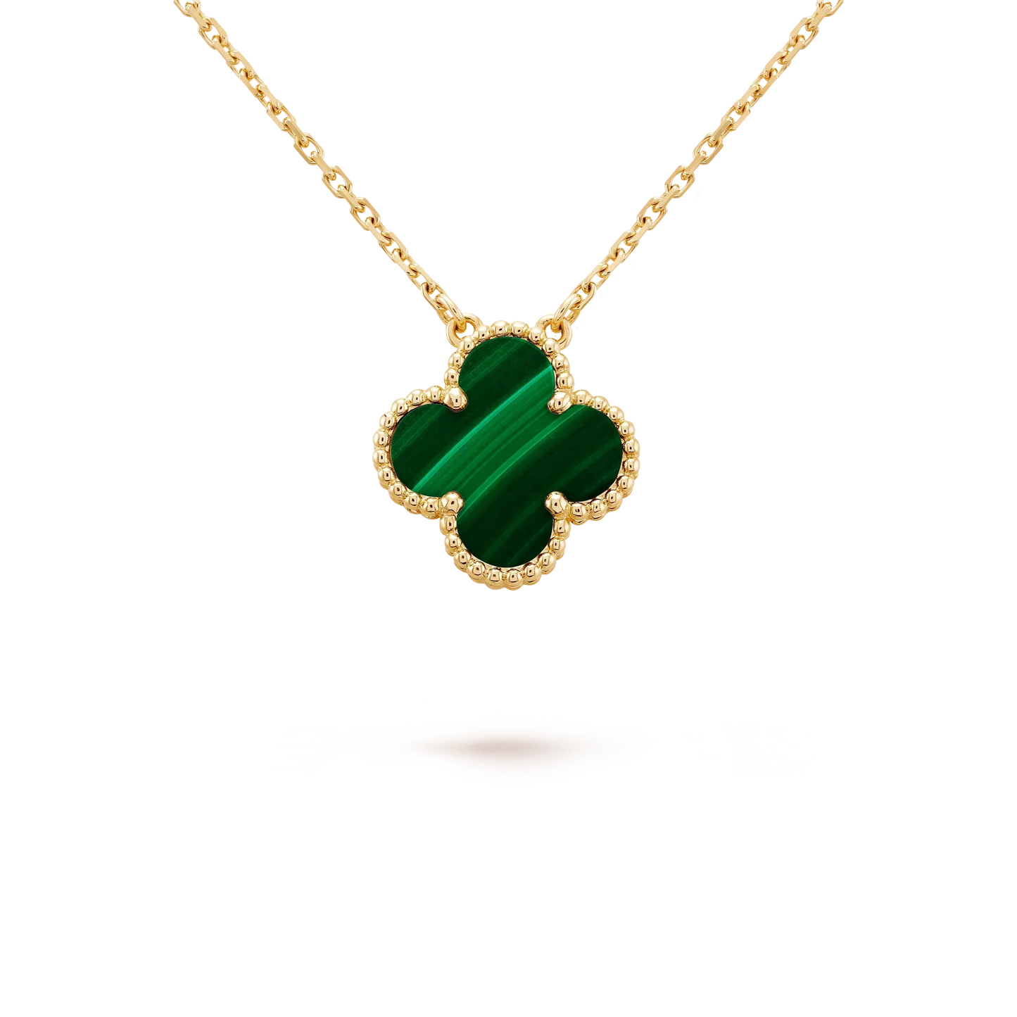[NOBLE AURA]CLOVER 15MM MALACHITE SINGLE FLOWER  NECKLACE