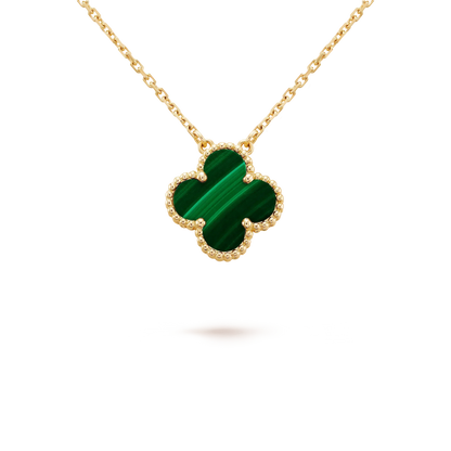 [NOBLE AURA]CLOVER 15MM MALACHITE SINGLE FLOWER  NECKLACE
