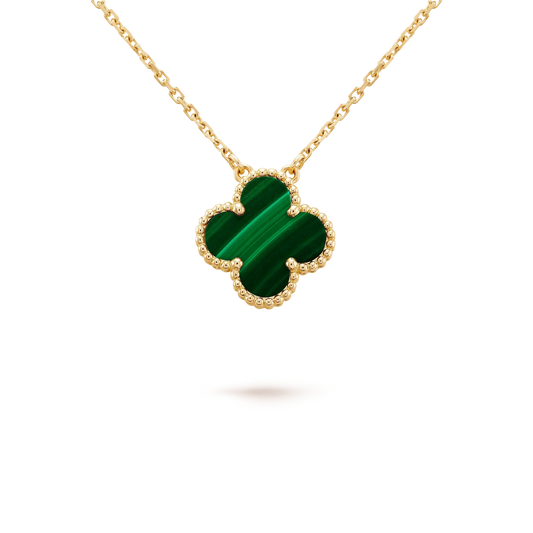 [NOBLE AURA]CLOVER 15MM MALACHITE SINGLE FLOWER  NECKLACE