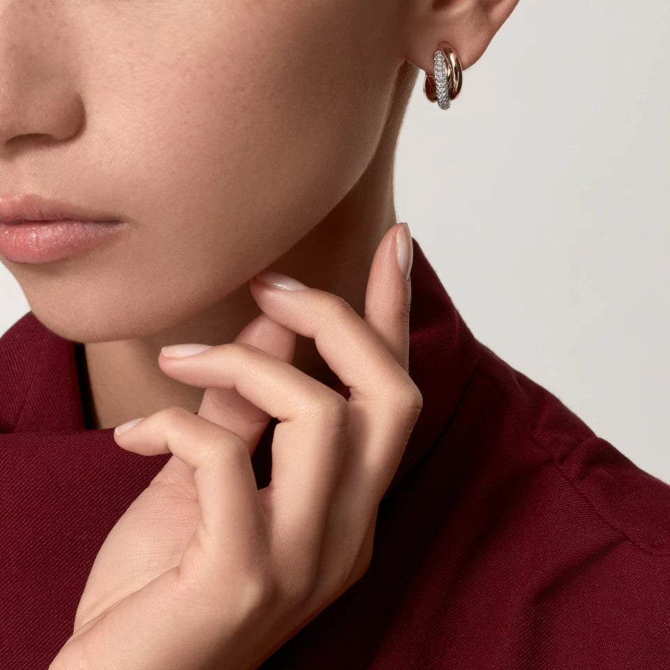[NOBLE AURA] TRINITY HALF DIAMOND  CLASSIC EARRINGS