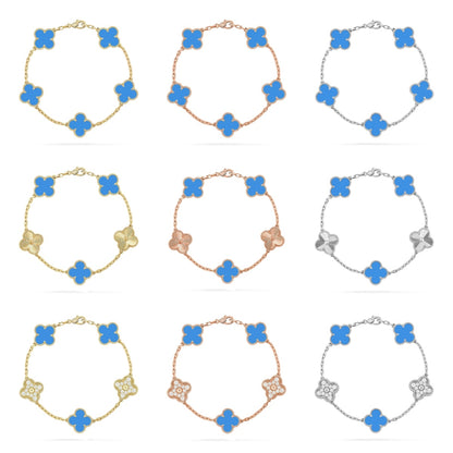 [NOBLE AURA] CLOVER 5 MOTIF BLUE AGATE BRACELET COLLECTION