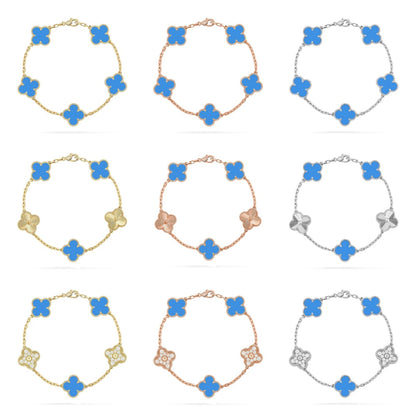 [NOBLE AURA] CLOVER 5 MOTIF BLUE AGATE BRACELET COLLECTION