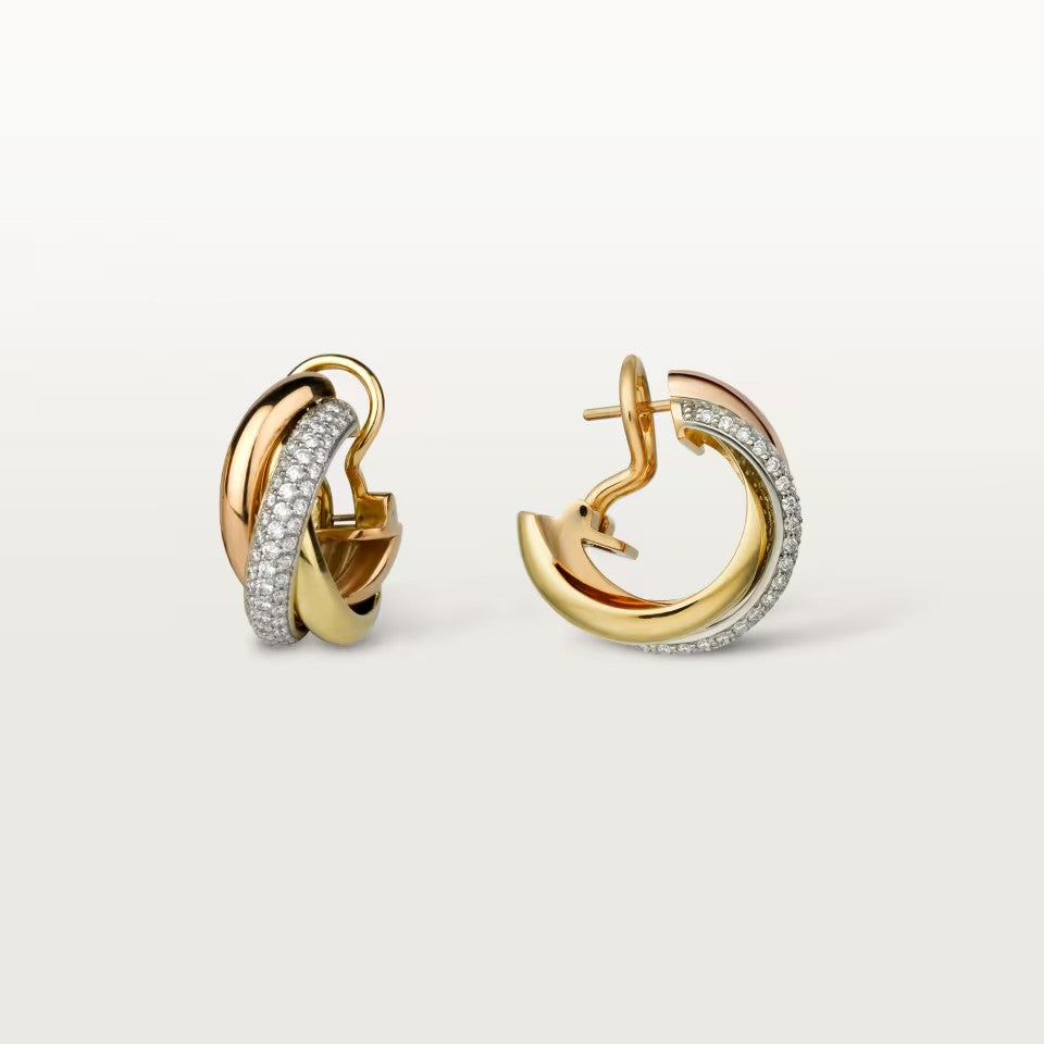 [NOBLE AURA] TRINITY HALF DIAMOND  CLASSIC EARRINGS